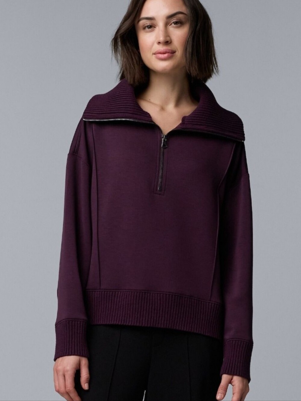 Simply Vera Vera Wang Mixed Media Half Zip Scuba Sweater New With Tags